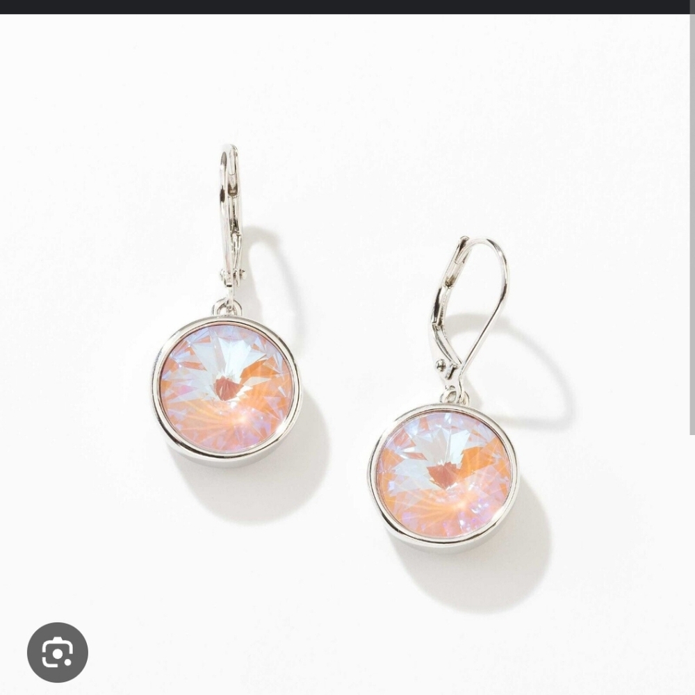 Touchstone Crystals by Swarovski LULU Earrings Peachy Delite Rhodium…